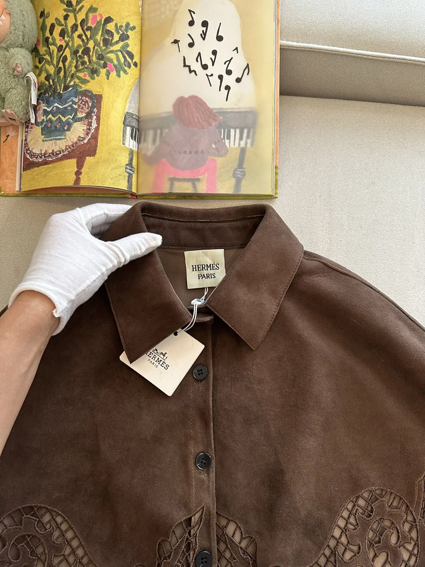 HERMES Женская рубашка из замши