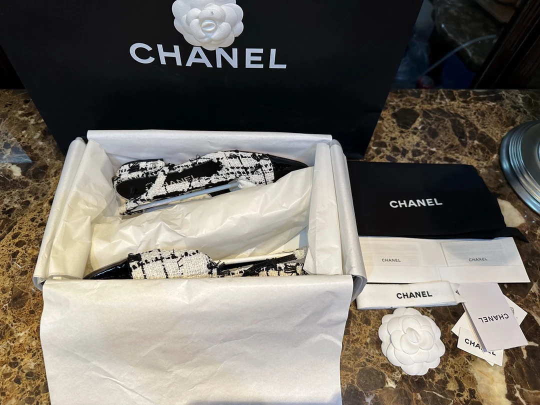 CHANEL Женские туфли слингбэки из твида