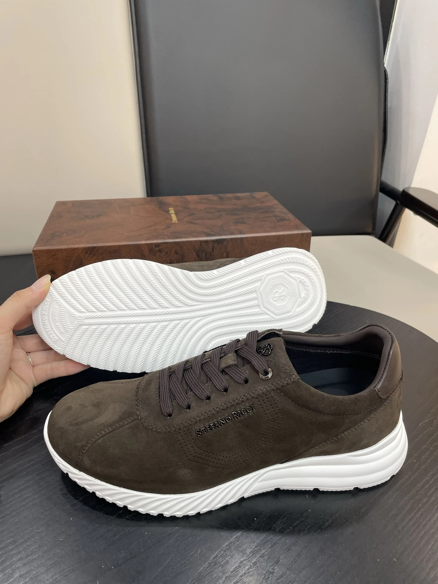 STEFANO RICCI Мужские кроссовки из бархатистой замши