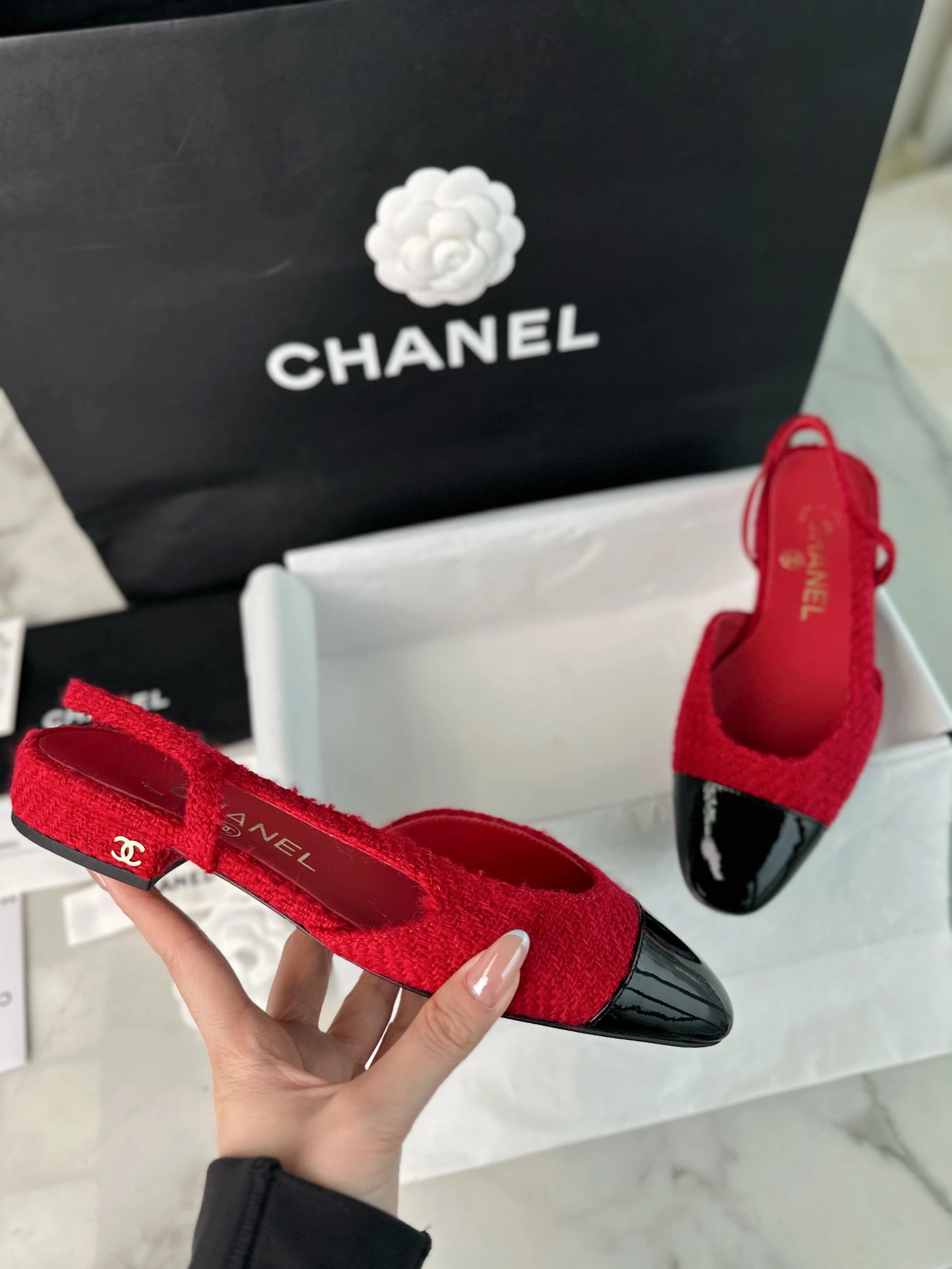 CHANEL Женские туфли слингбэки из твида