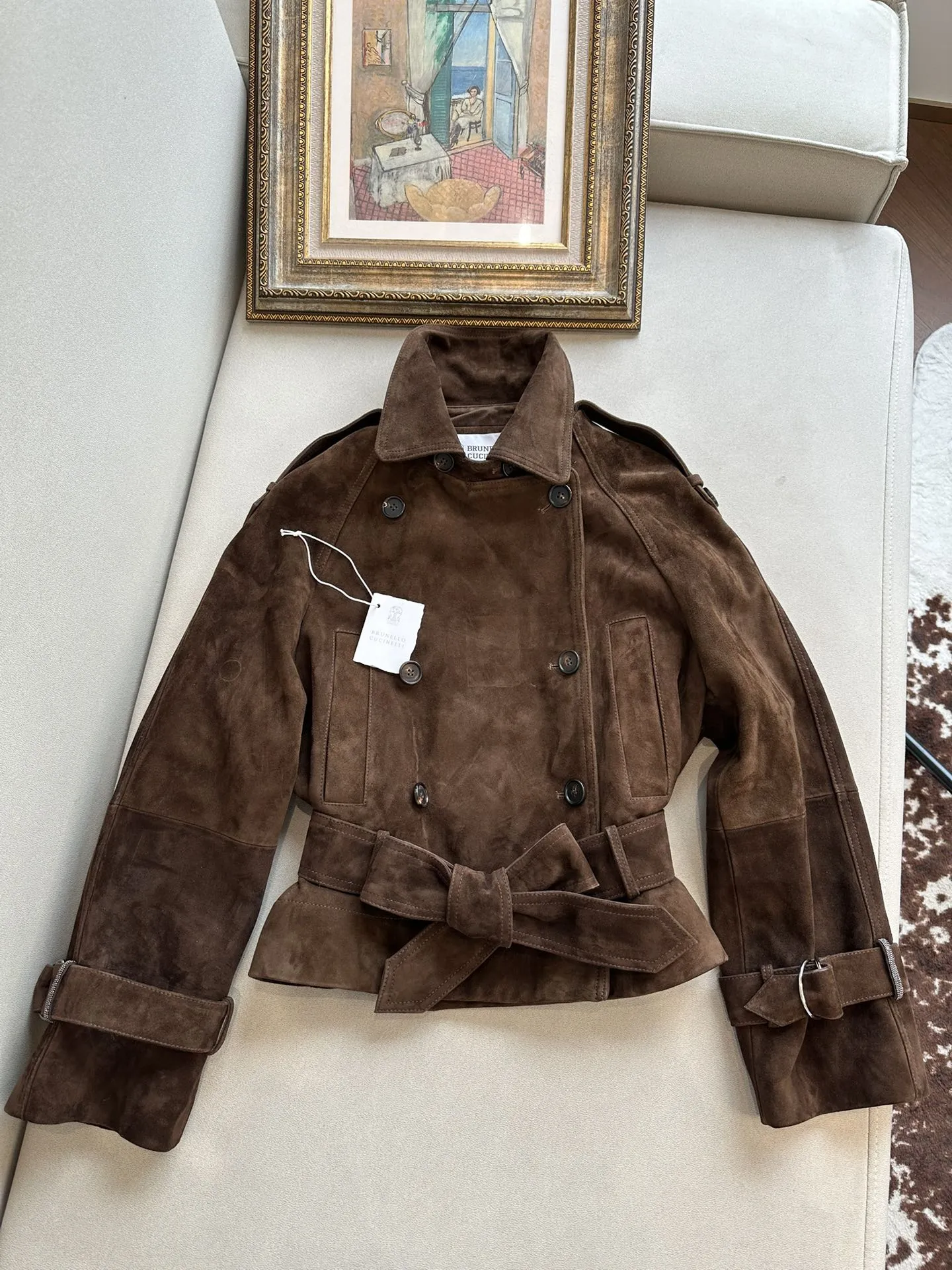 BRUNELLO CUCINELLI Женская куртка из замши с акцентом на талии