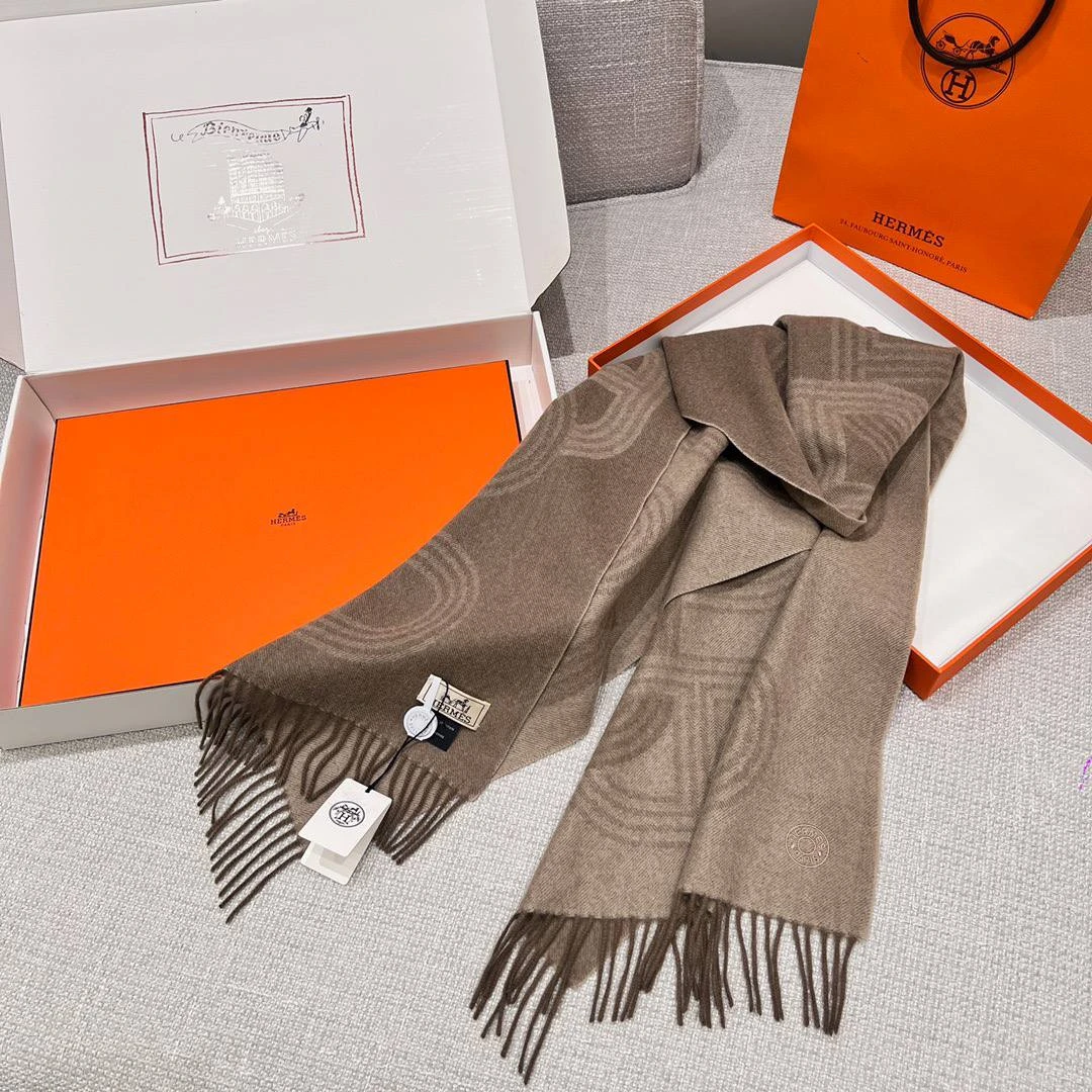 HERMES Мужской шарф из кашемира HERMES Мужской шарф из кашемира