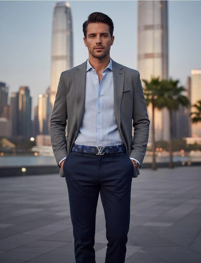 LOUIS VUITTON Мужской ремень из телячьей кожи LOUIS VUITTON Мужской ремень из телячьей кожи