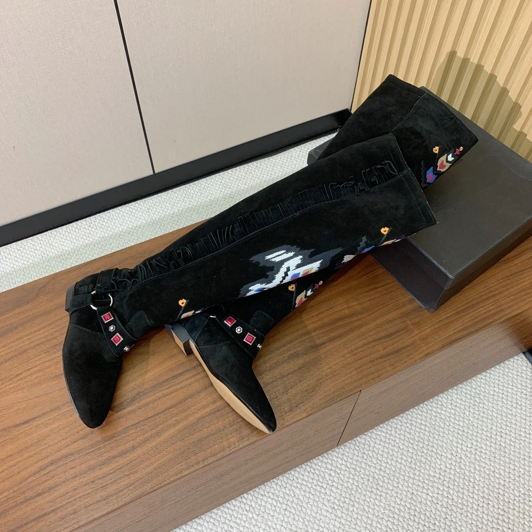 ISABEL MARANT Женские замшевые сапоги с вышивкой