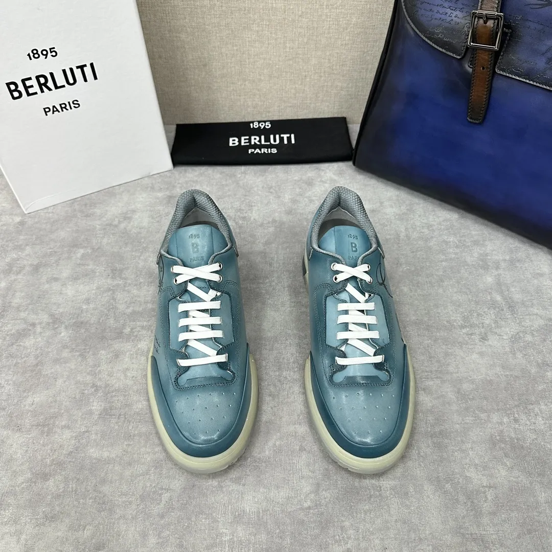 BERLUTI Мужские кожаные кроссовки Playtime Scritto  BERLUTI Мужские кожаные кроссовки Playtime Scritto