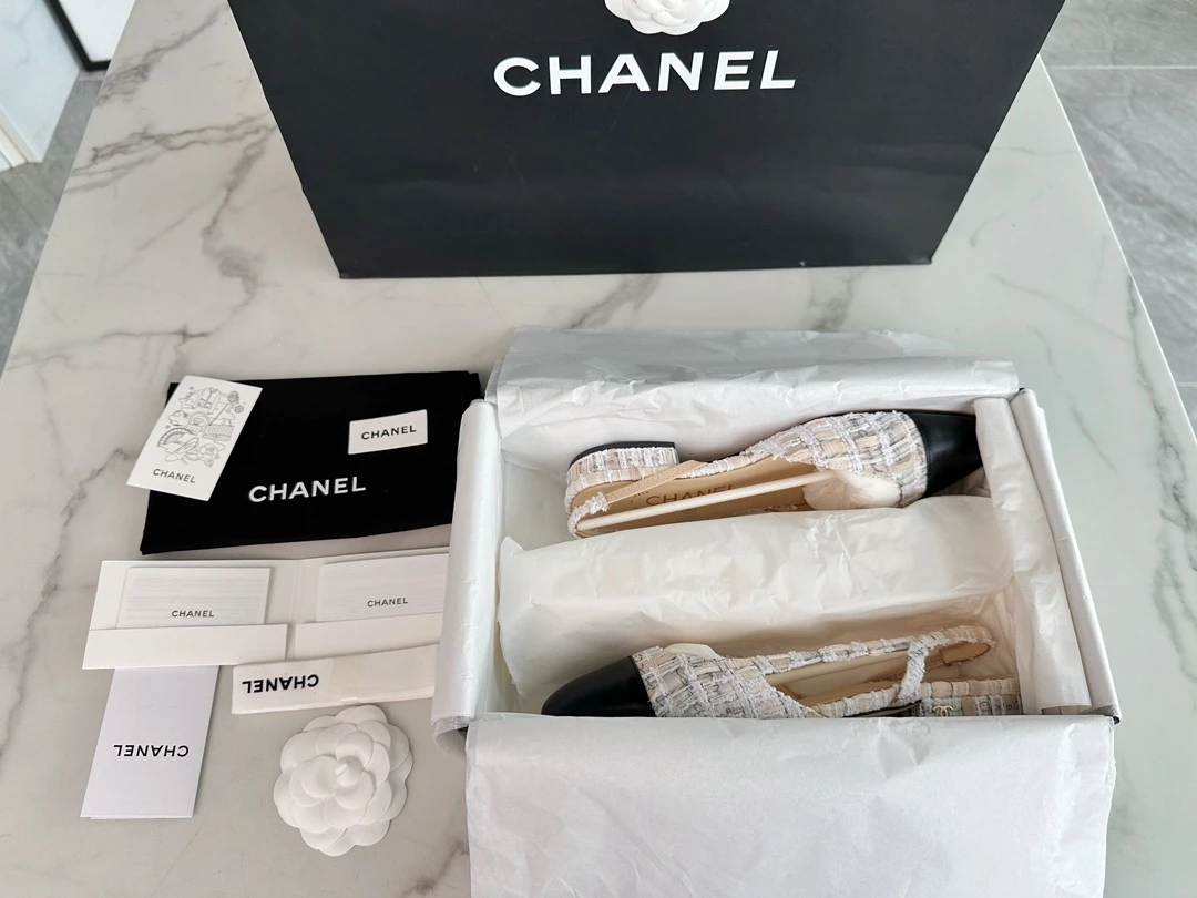 CHANEL Женские туфли слингбэки из твида