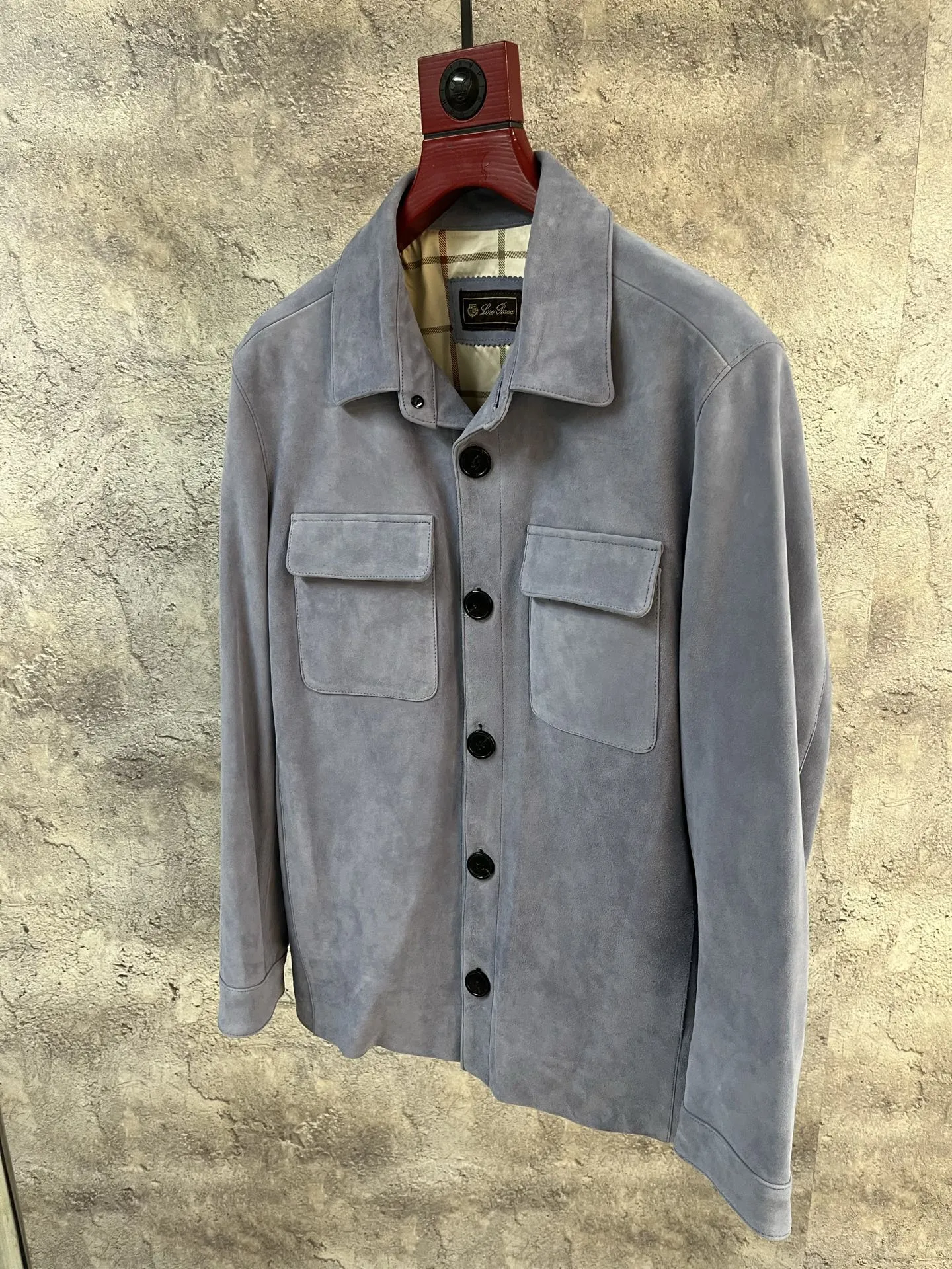 LORO PIANA Мужская куртка из замши на пуговицах с воротником