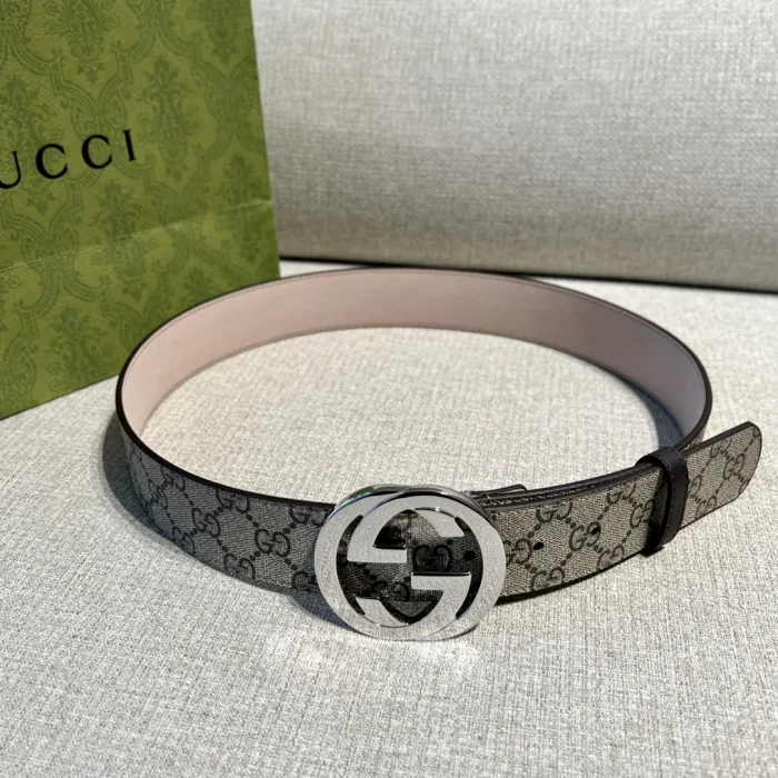  GUCCI Мужской двусторонний ремень GG с тиснением