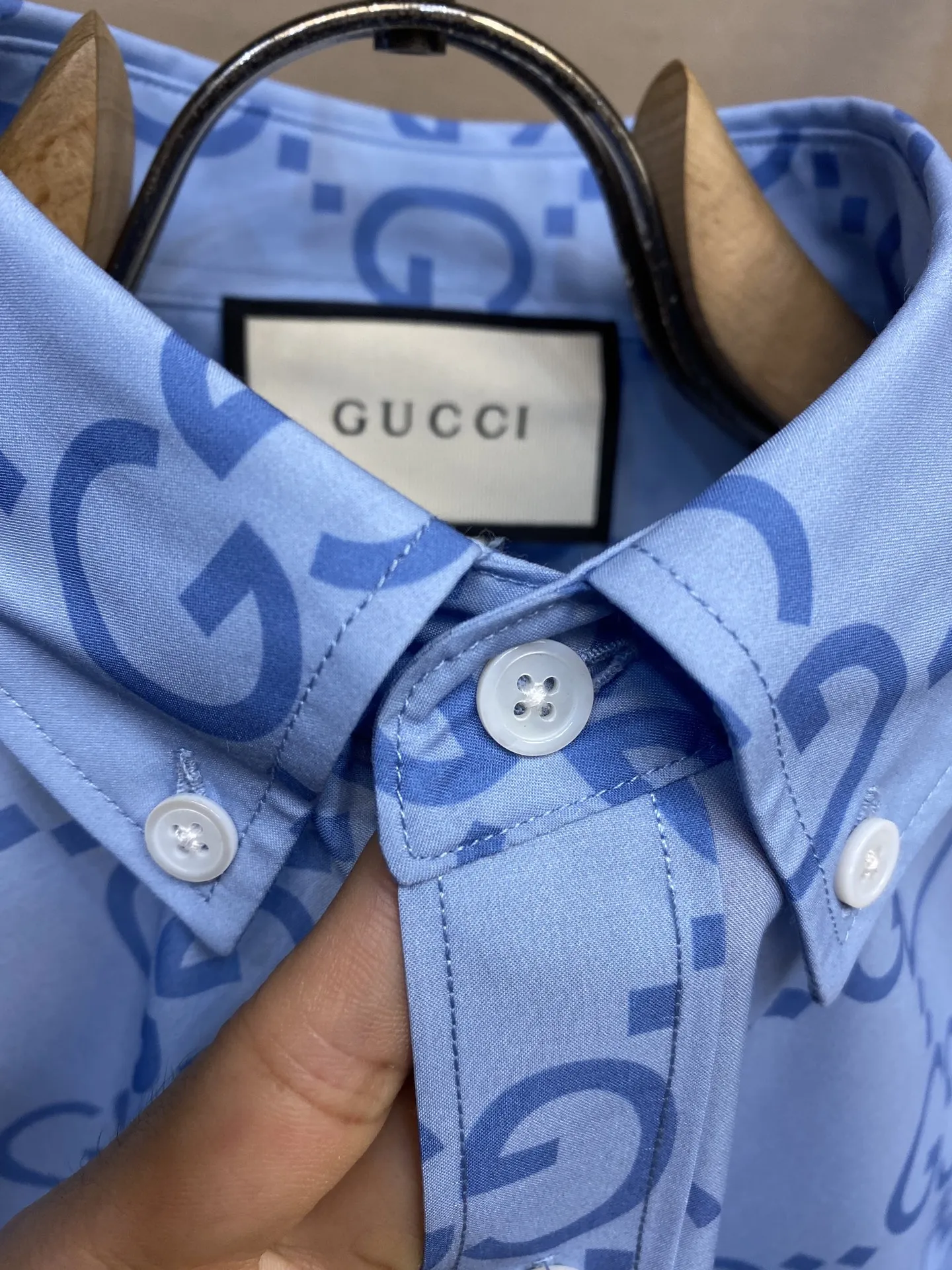 GUCCI Мужская рубашка Double G с принтом GUCCI Мужская рубашка Double G с принтом