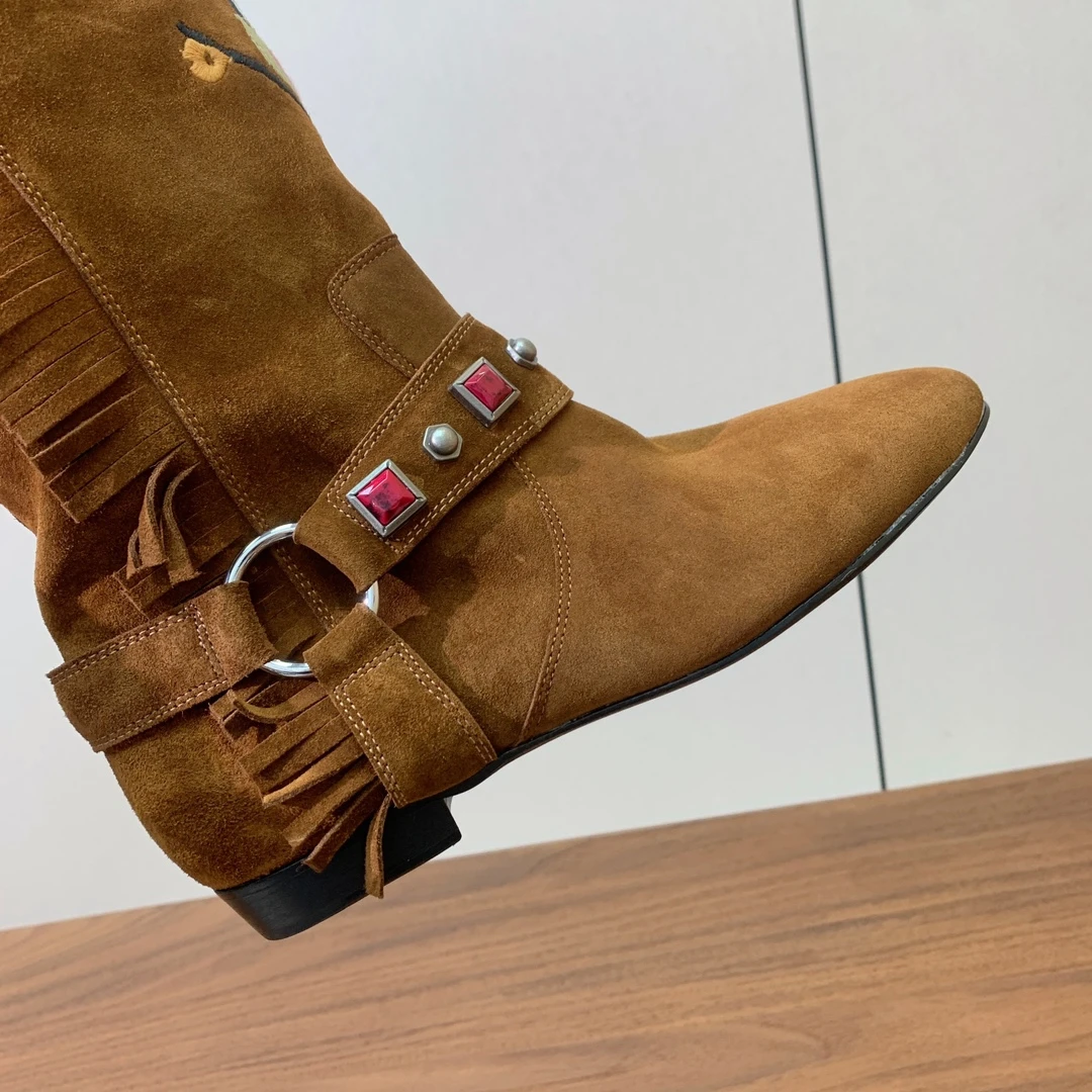 ISABEL MARANT Женские замшевые сапоги с вышивкой