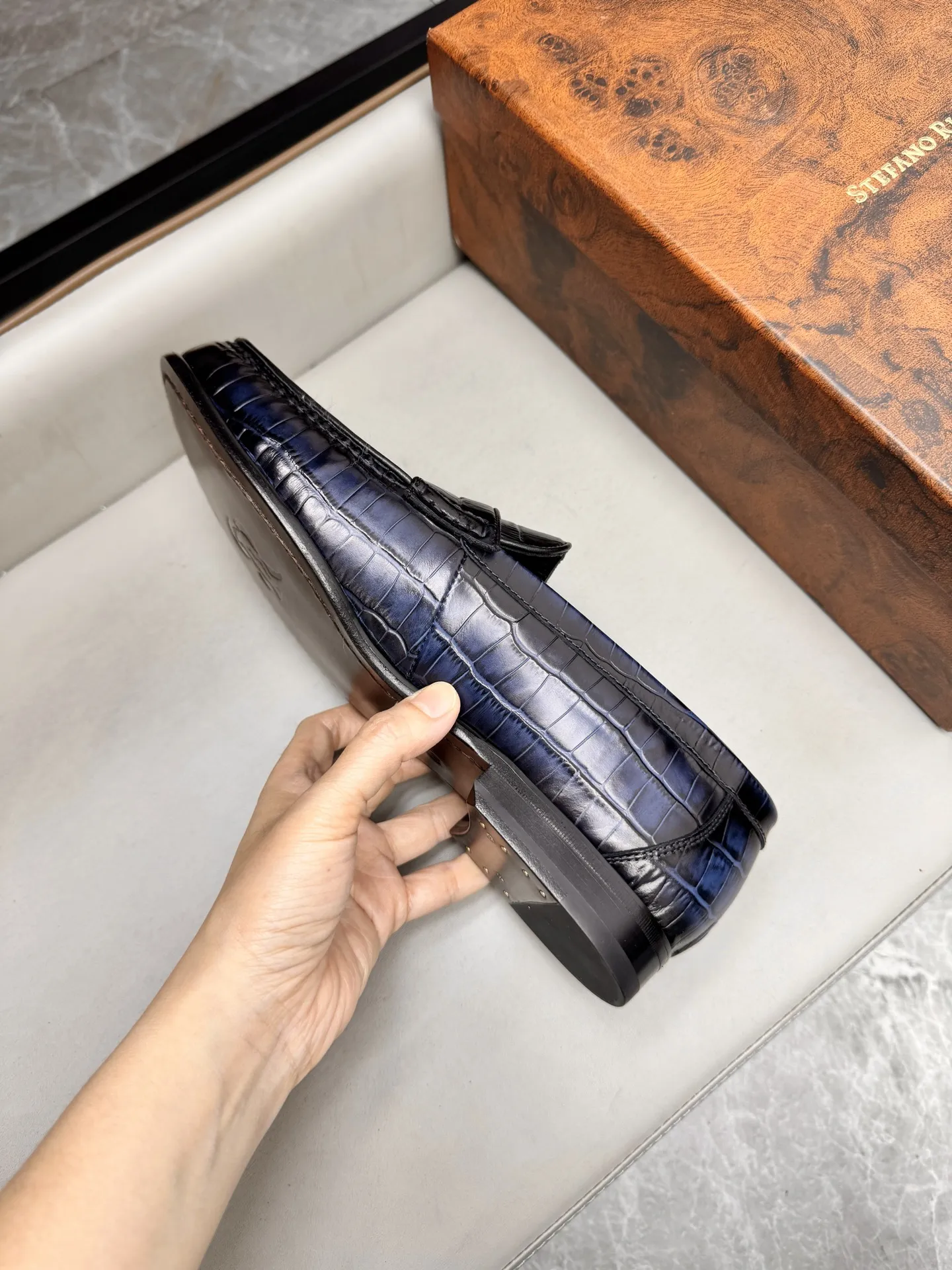 STEFANO RICCI Мужские лоферы из коровьей кожи коричневые