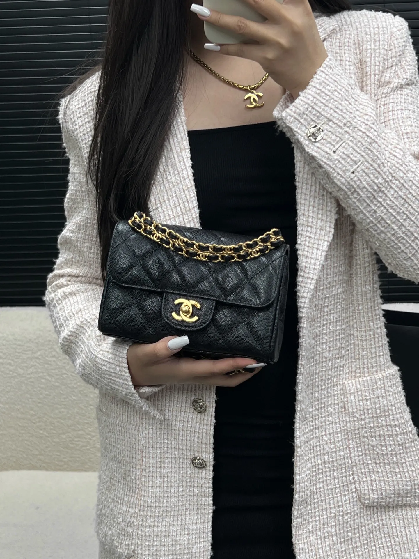 CHANEL Женская сумка 25P с двойной цепочкой CHANEL Женская сумка 25P с двойной цепочкой