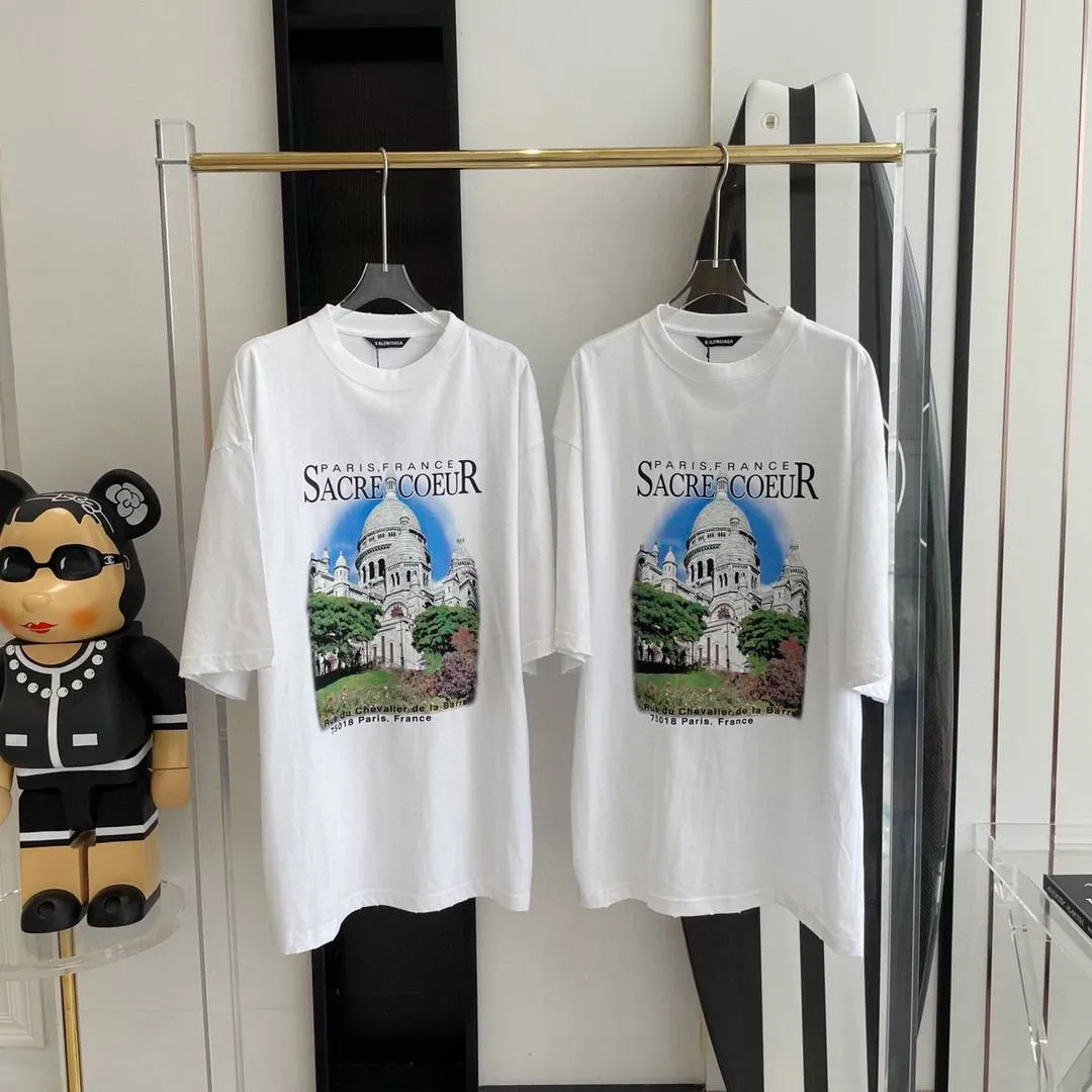 BALENCIAGA Мужская футболка c принтом Парижа BALENCIAGA Мужская футболка c принтом Парижа