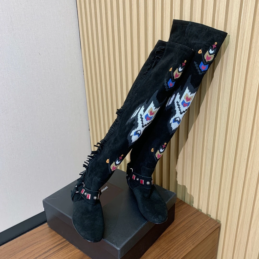 ISABEL MARANT Женские замшевые сапоги с вышивкой