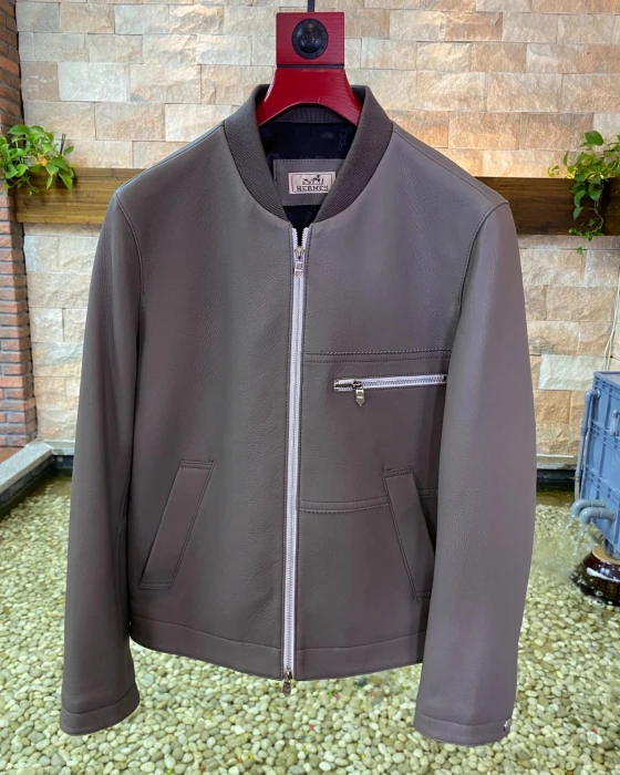 HERMES Мужской кожаный бомбер