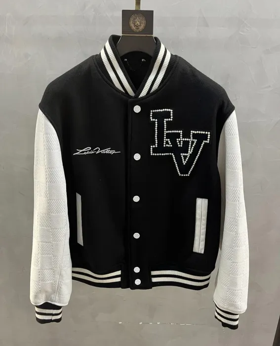 LOUIS VUITTON Мужской бомбер из шерсти и кожи