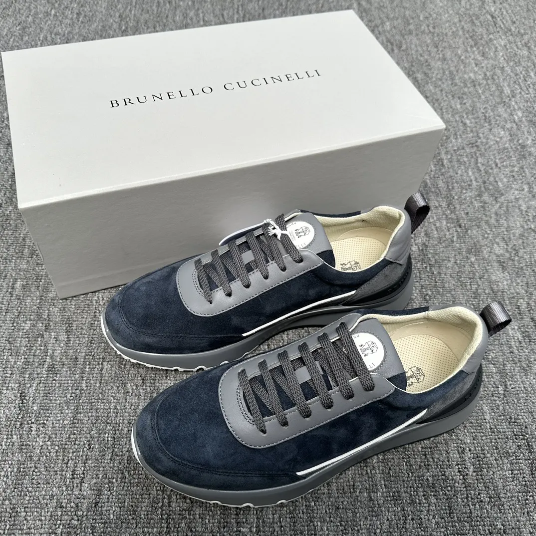 BRUNELLO CUCINELLI Мужские кроссовки из кожи и замши