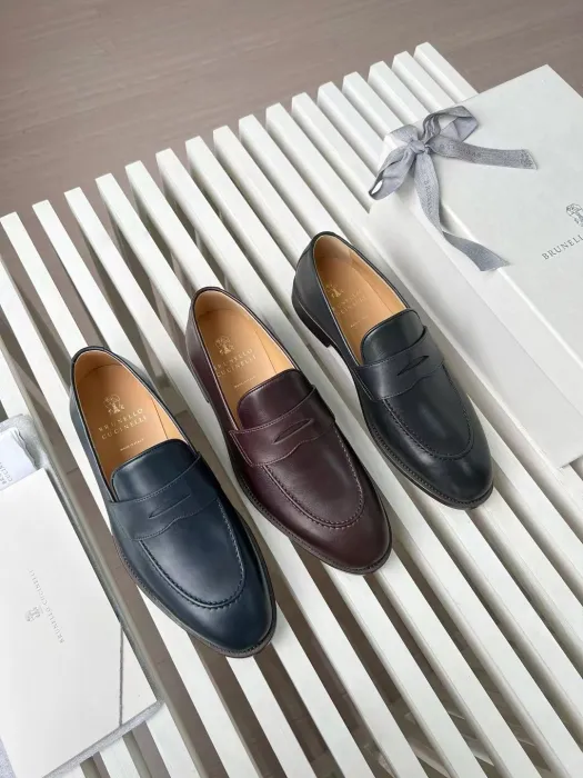  BRUNELLO CUCINELLI Мужские кожаные пенни-лоферы