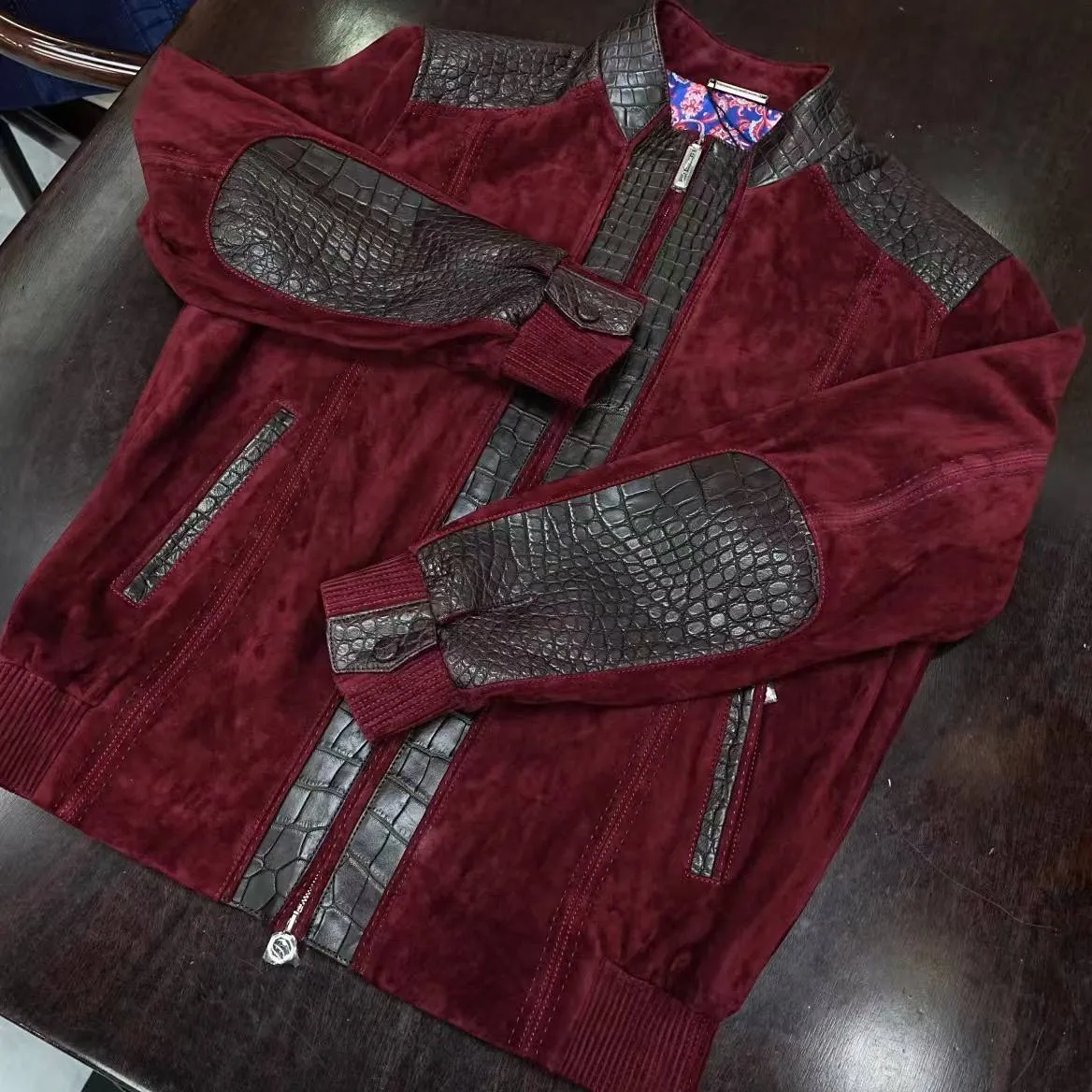 STEFANO RICCI Мужская куртка замша и кожа крокодила STEFANO RICCI Мужская куртка замша и кожа крокодила