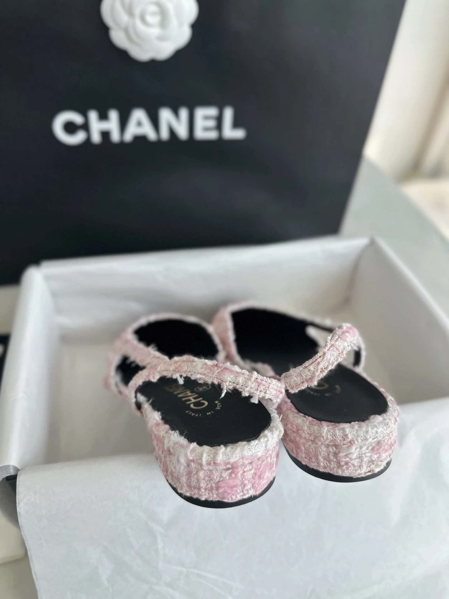 CHANEL Женские туфли слингбэки из твида