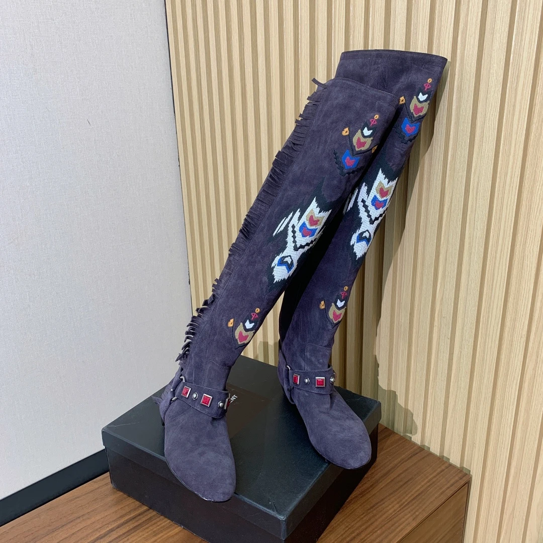 ISABEL MARANT Женские замшевые сапоги с вышивкой