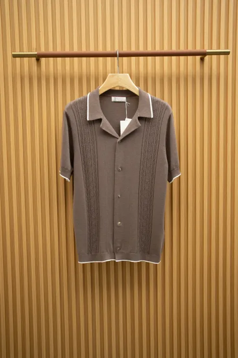 BRUNELLO CUCINELLI Мужское поло хлопок и лён