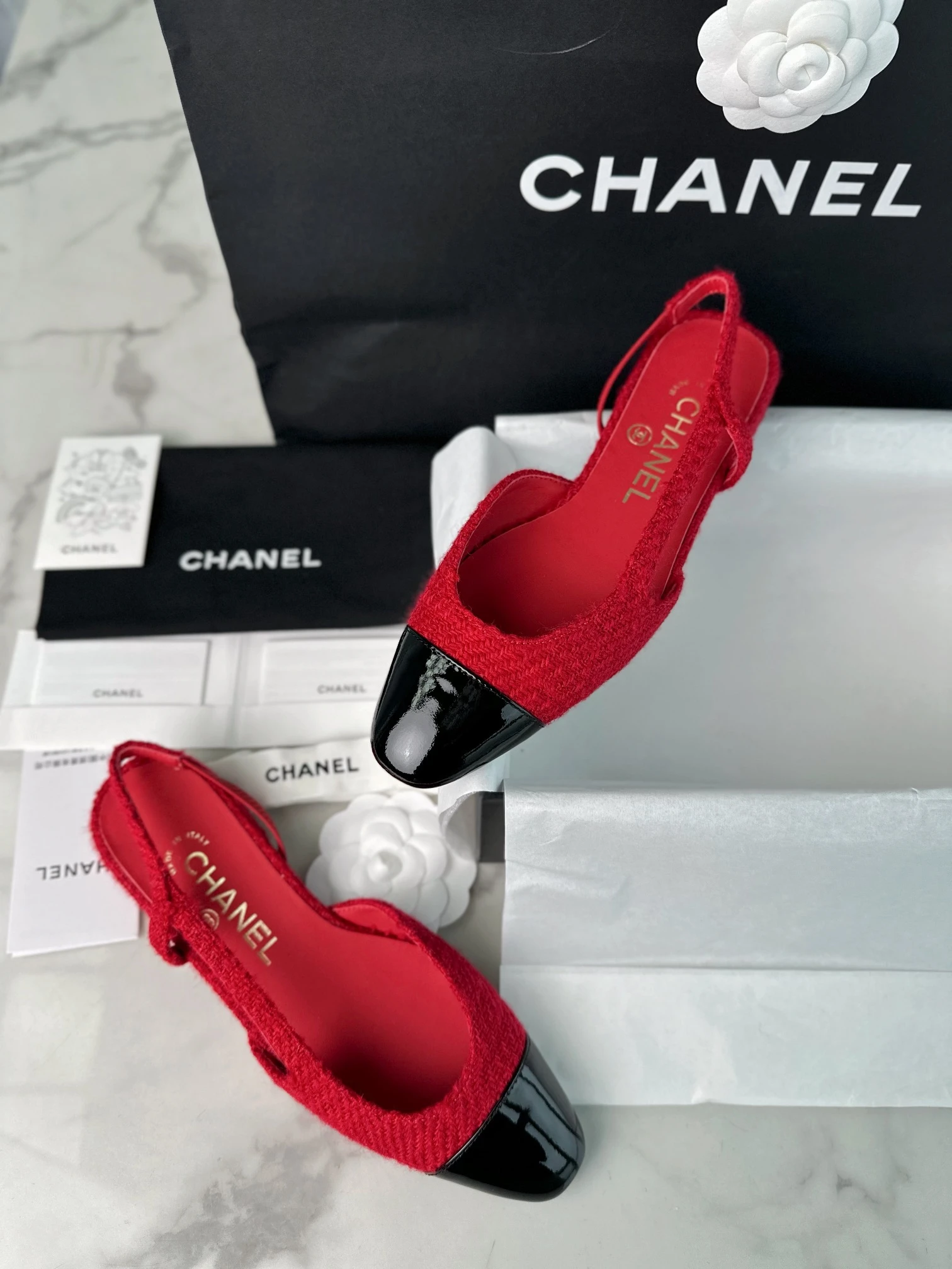 CHANEL Женские туфли слингбэки из твида