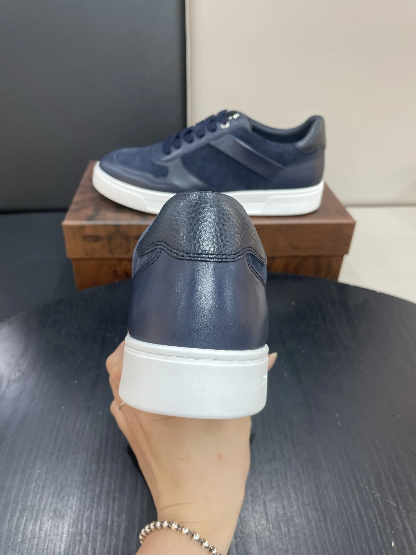 STEFANO RICCI Мужские кроссовки с комбинированным верхом из гладкой кожи и бархатистой замши 