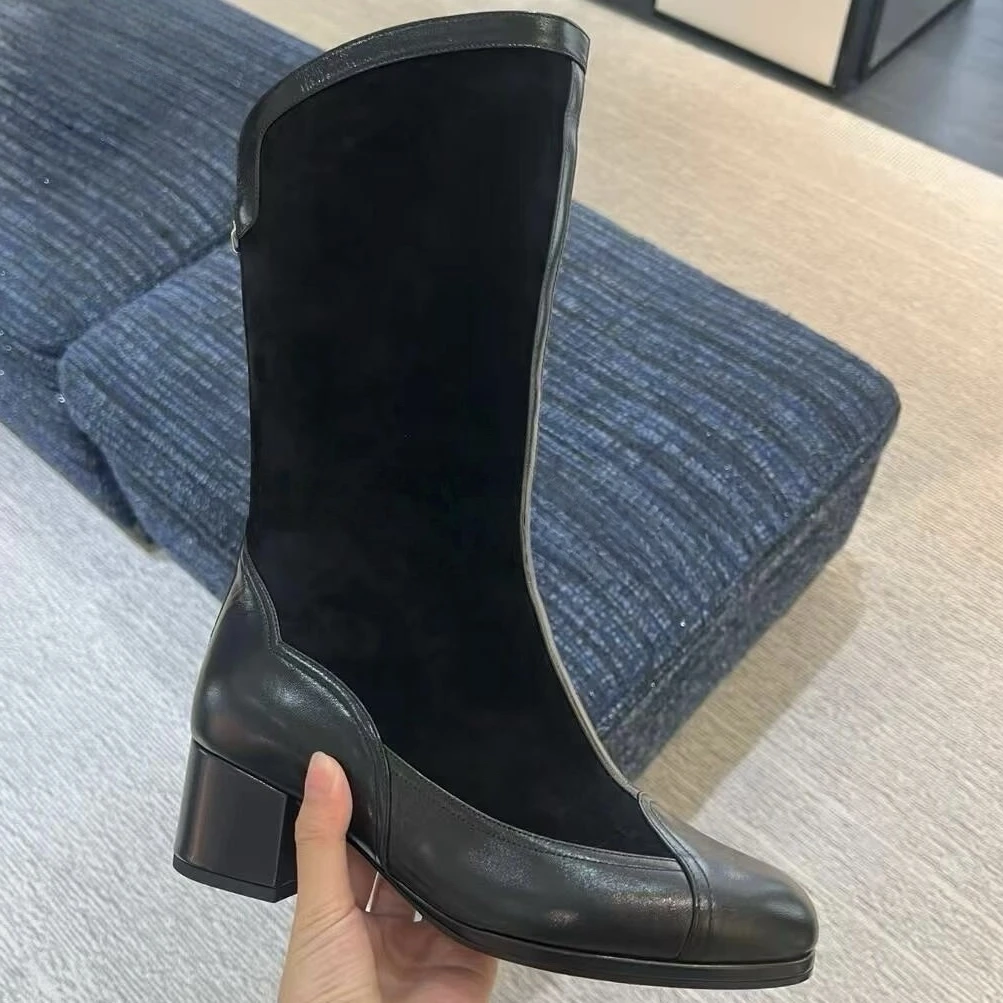 CHANEL Женские сапоги из замши и кожи