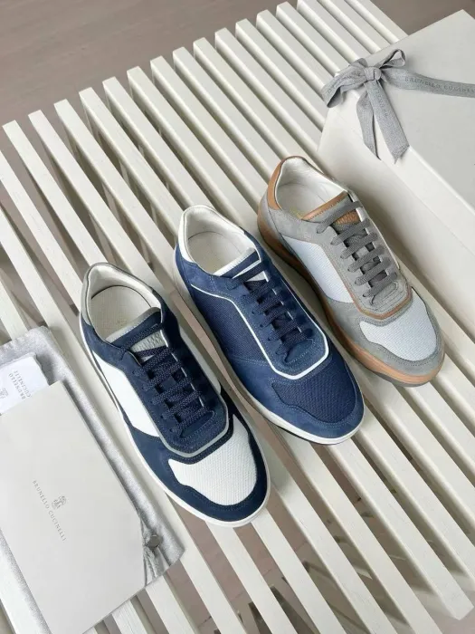  BRUNELLO CUCINELLI Мужские комбинированные сникеры Slam
