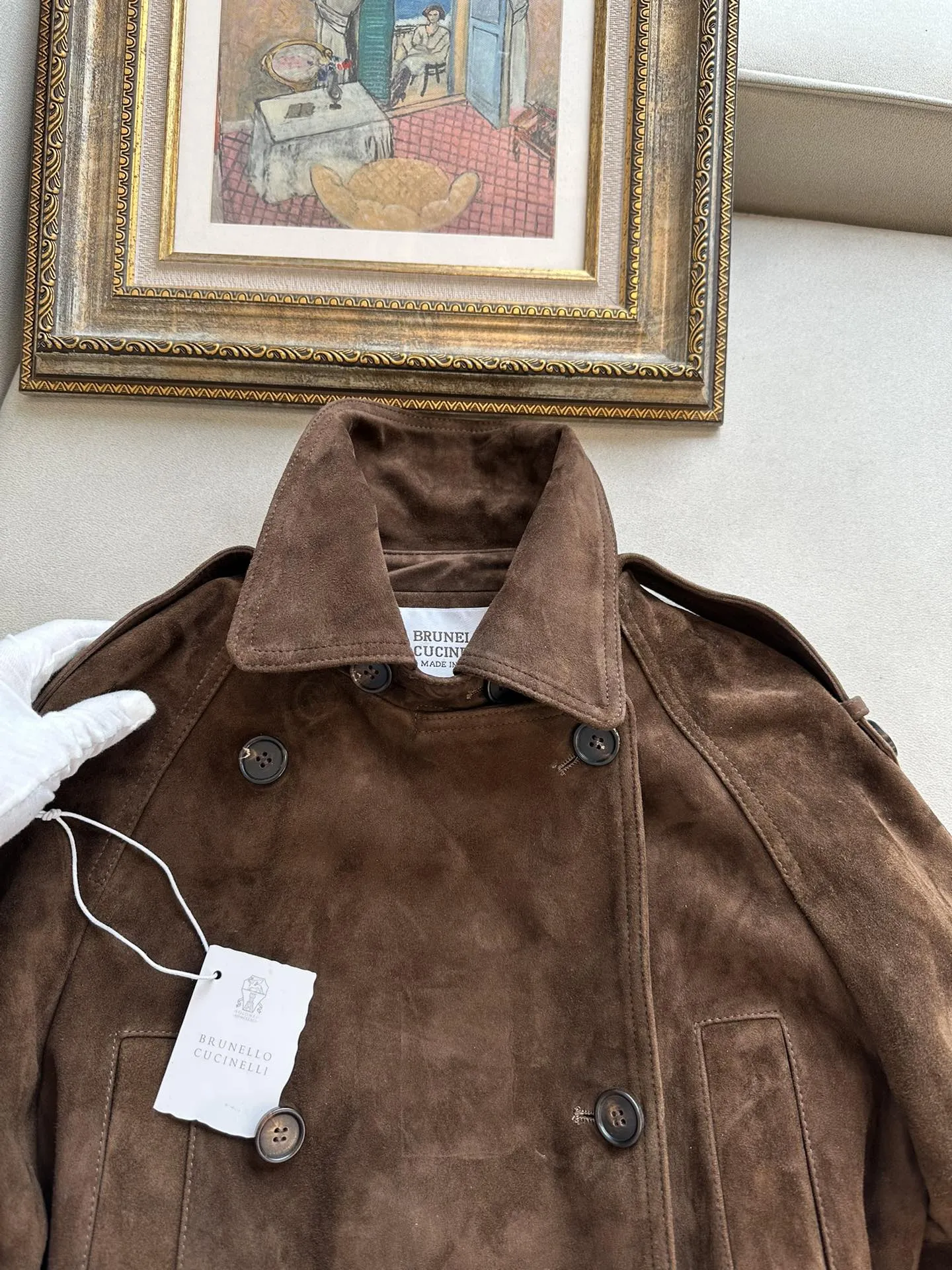 BRUNELLO CUCINELLI Женская куртка из замши с акцентом на талии