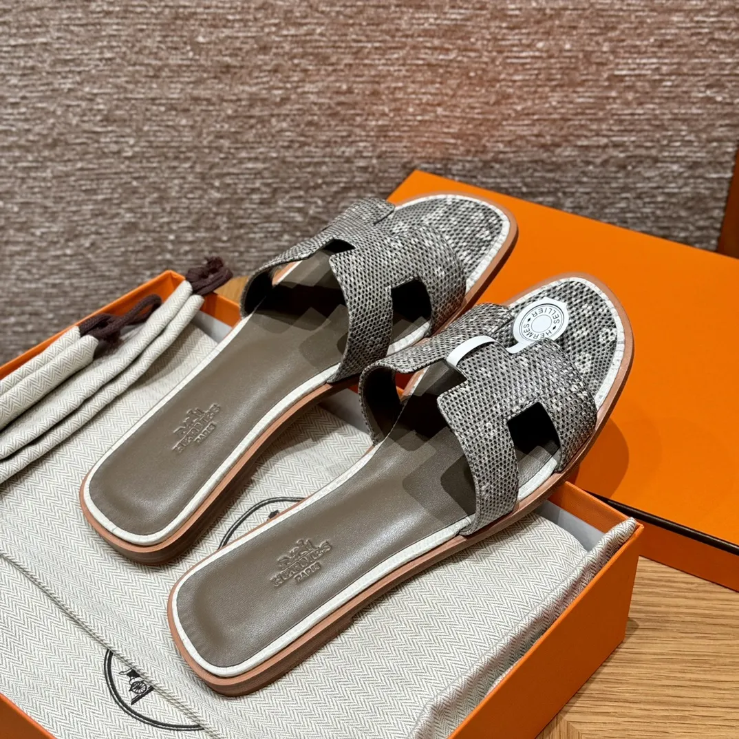 HERMES Женские сандалии Oran кожа ящерицы 