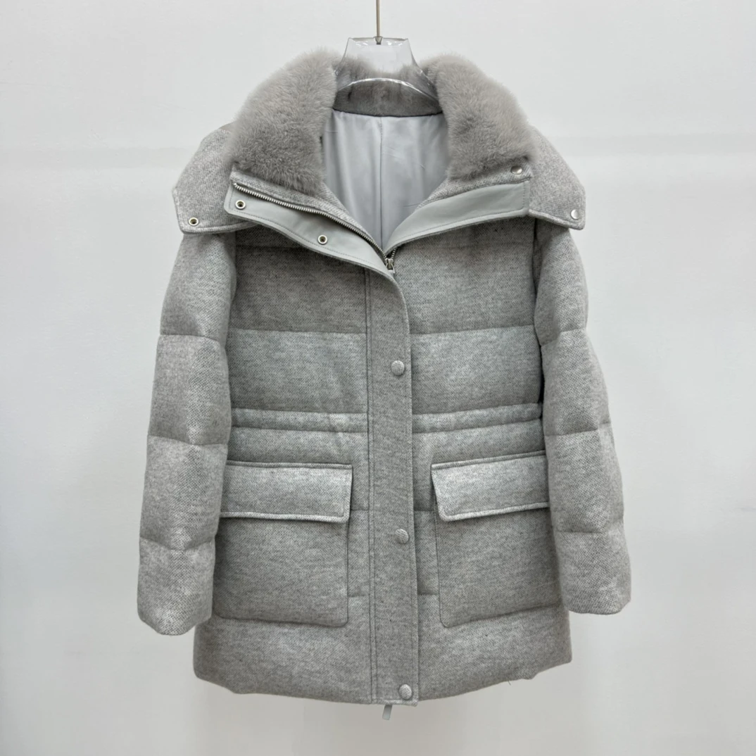 BRUNELLO CUCINELLI Женский удлинённый пуховик из кашемира BRUNELLO CUCINELLI Женский удлинённый пуховик из кашемира