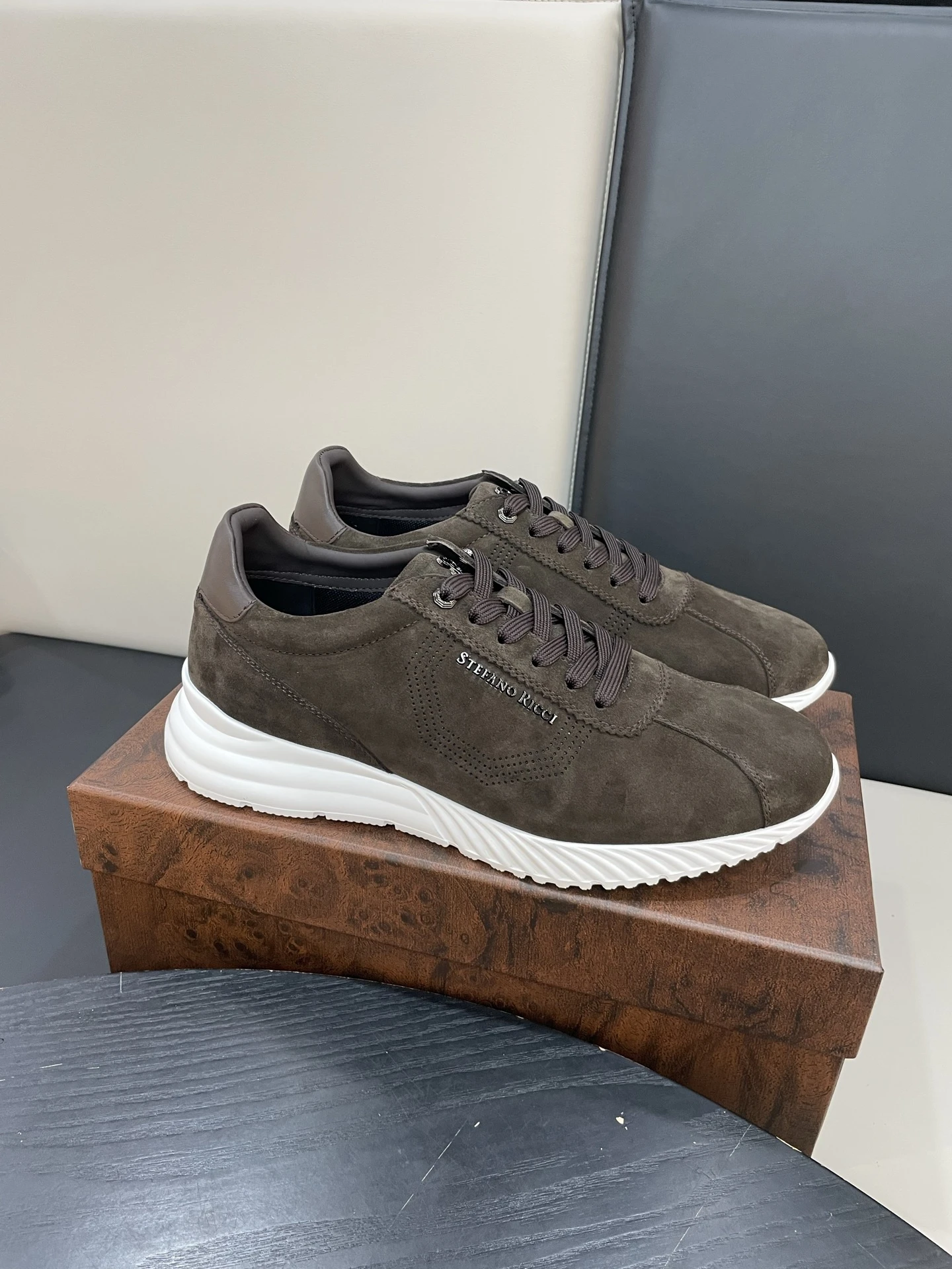 STEFANO RICCI Мужские кроссовки из бархатистой замши