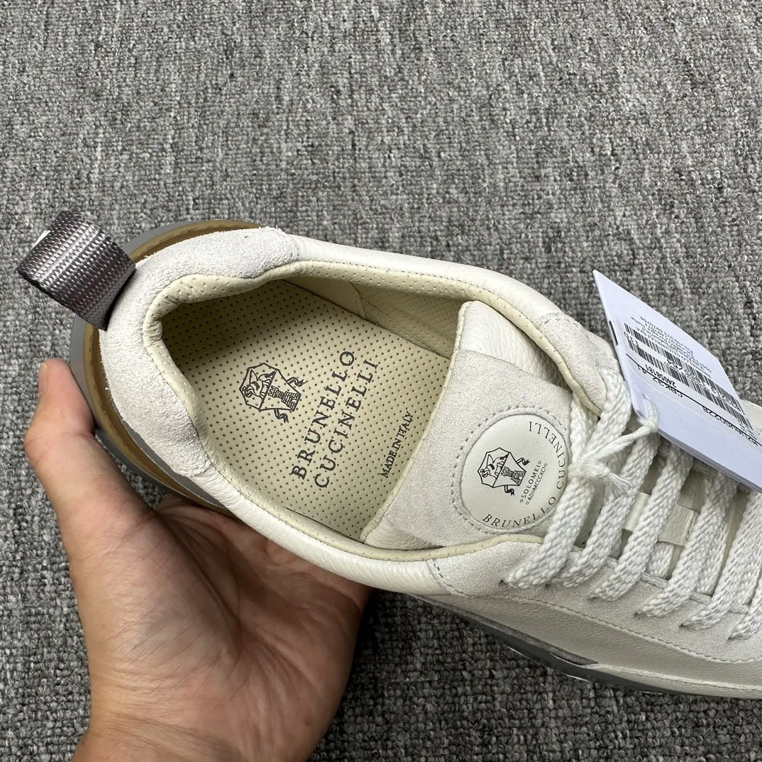 BRUNELLO CUCINELLI Мужские кроссовки из кожи и замши BRUNELLO CUCINELLI Мужские кроссовки из кожи и замши