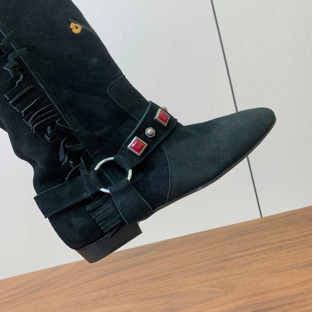 ISABEL MARANT Женские замшевые сапоги с вышивкой