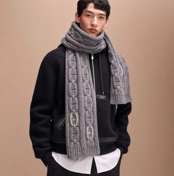 HERMES Шарф из кашемира Chaine d'Ancre