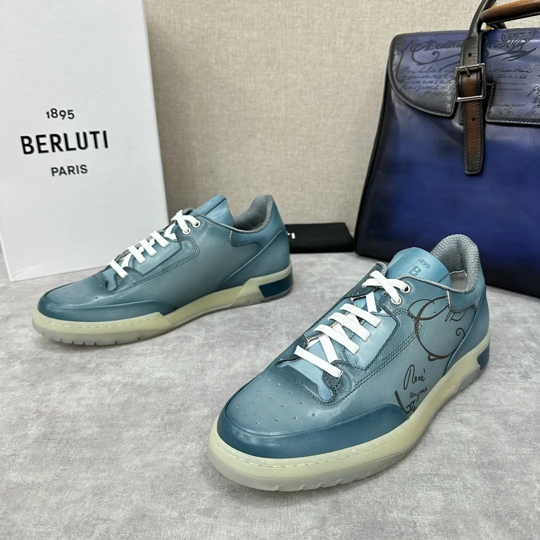BERLUTI Мужские кожаные кроссовки Playtime Scritto  BERLUTI Мужские кожаные кроссовки Playtime Scritto