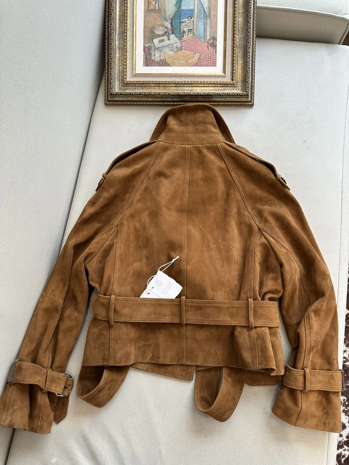 BRUNELLO CUCINELLI Женская куртка из замши с акцентом на талии