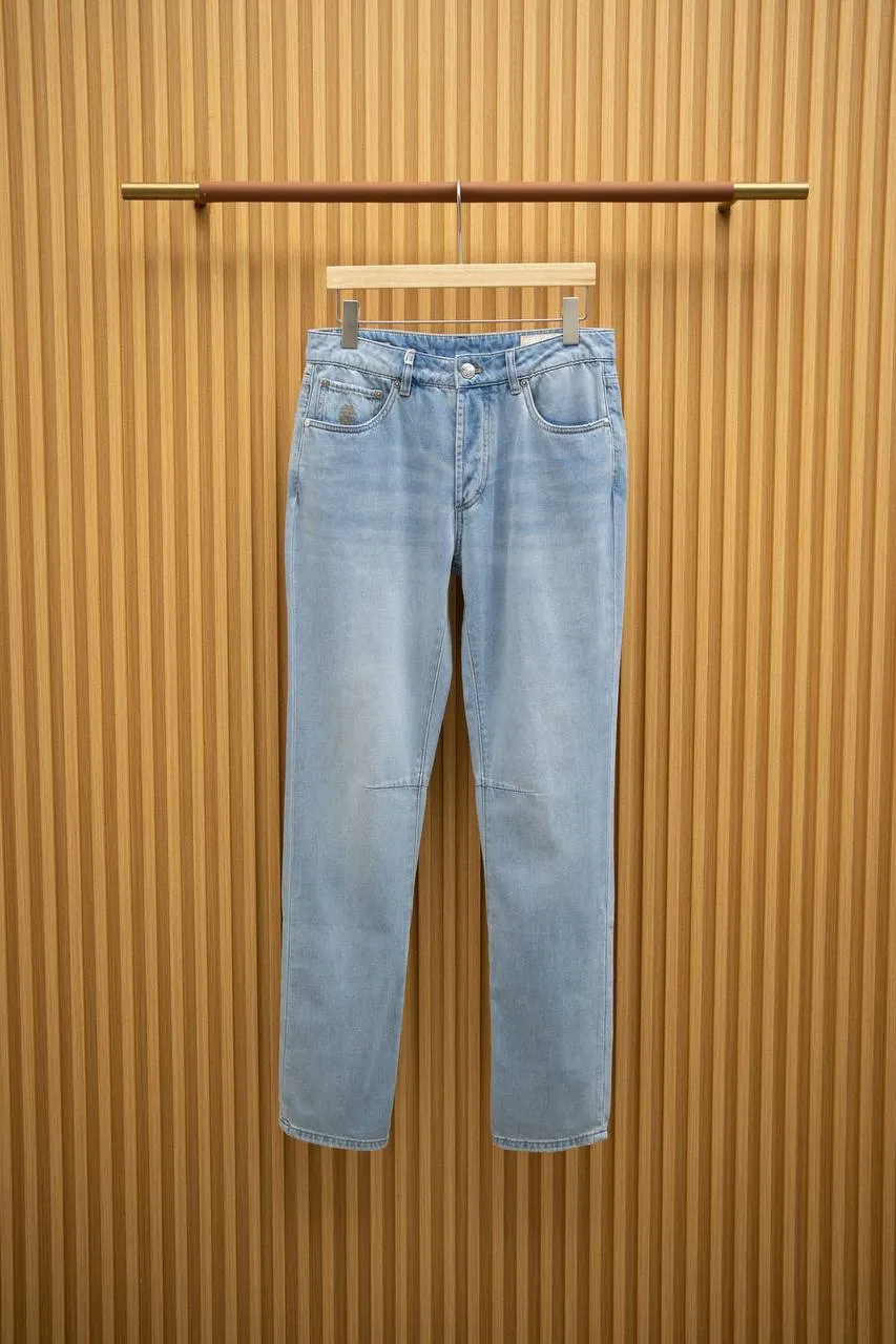 BRUNELLO CUCINELLI Мужские джинсы светло-голубого оттенка BRUNELLO CUCINELLI Мужские джинсы светло-голубого оттенка