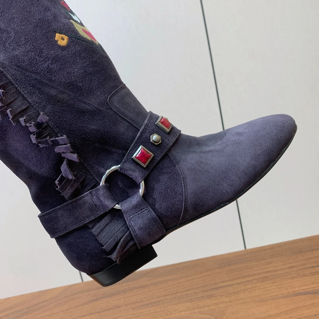 ISABEL MARANT Женские замшевые сапоги с вышивкой