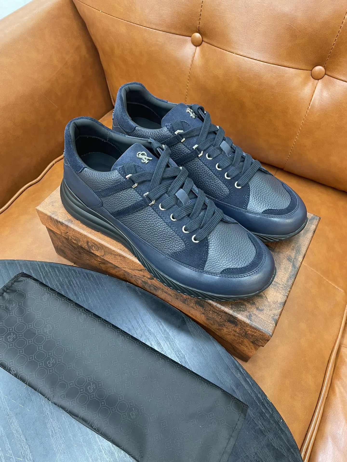 STEFANO RICCI Мужские кроссовки из телячьей кожи серые