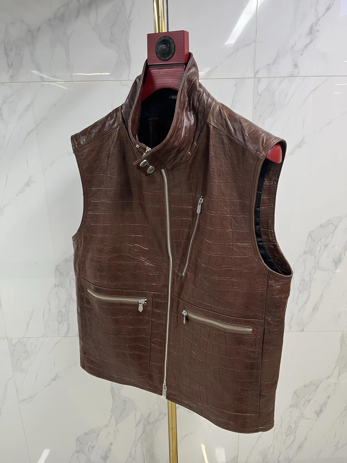 HERMES Мужской кожаный жилет  HERMES Мужской кожаный жилет