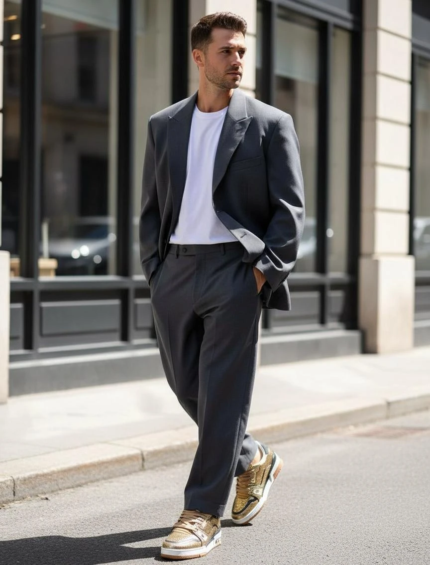 LOUIS VUITTON Мужские кроссовки в золотистой палитре