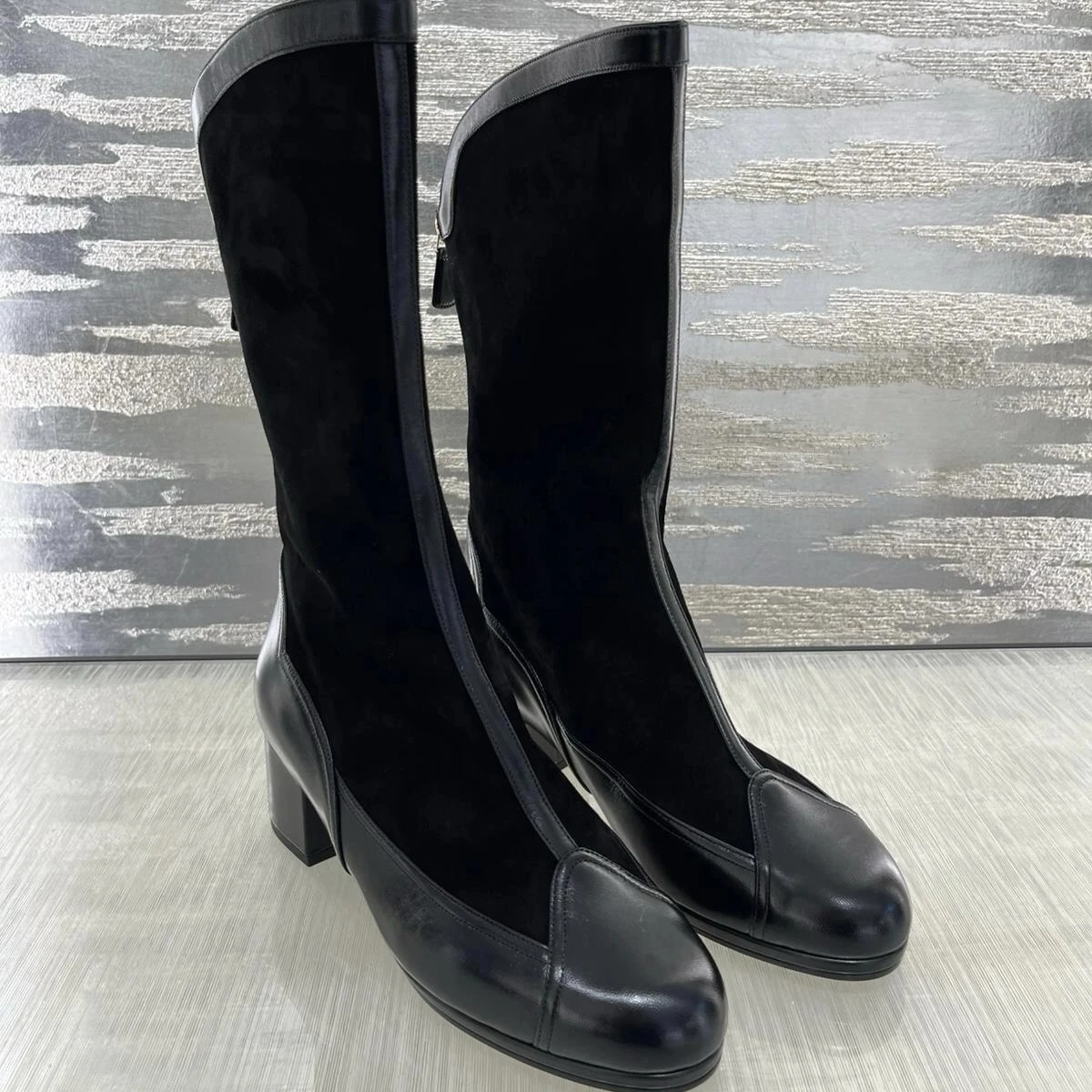 CHANEL Женские сапоги из замши и кожи