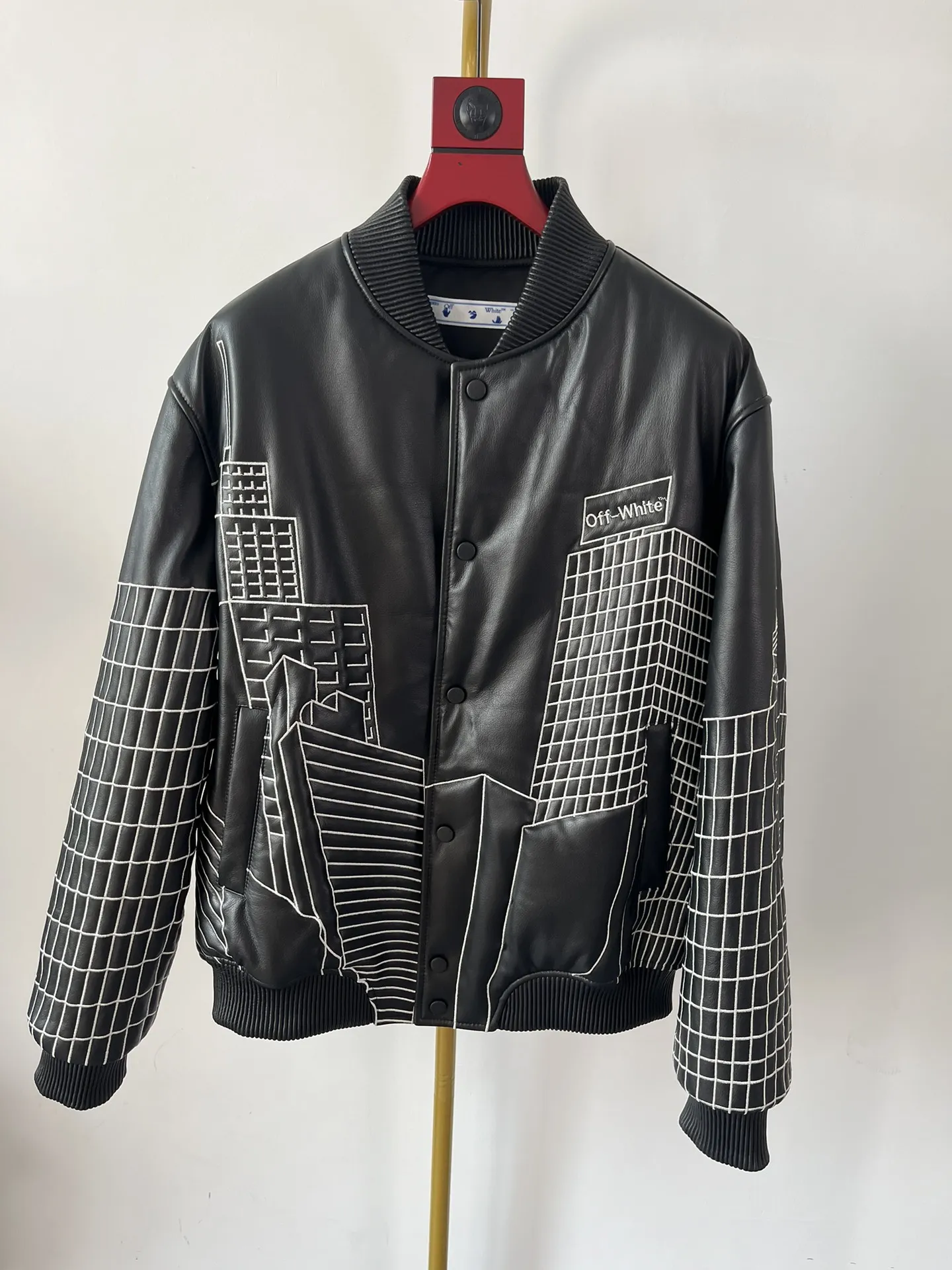 OFF-WHITE Мужская кожаная куртка OFF-WHITE Мужская кожаная куртка