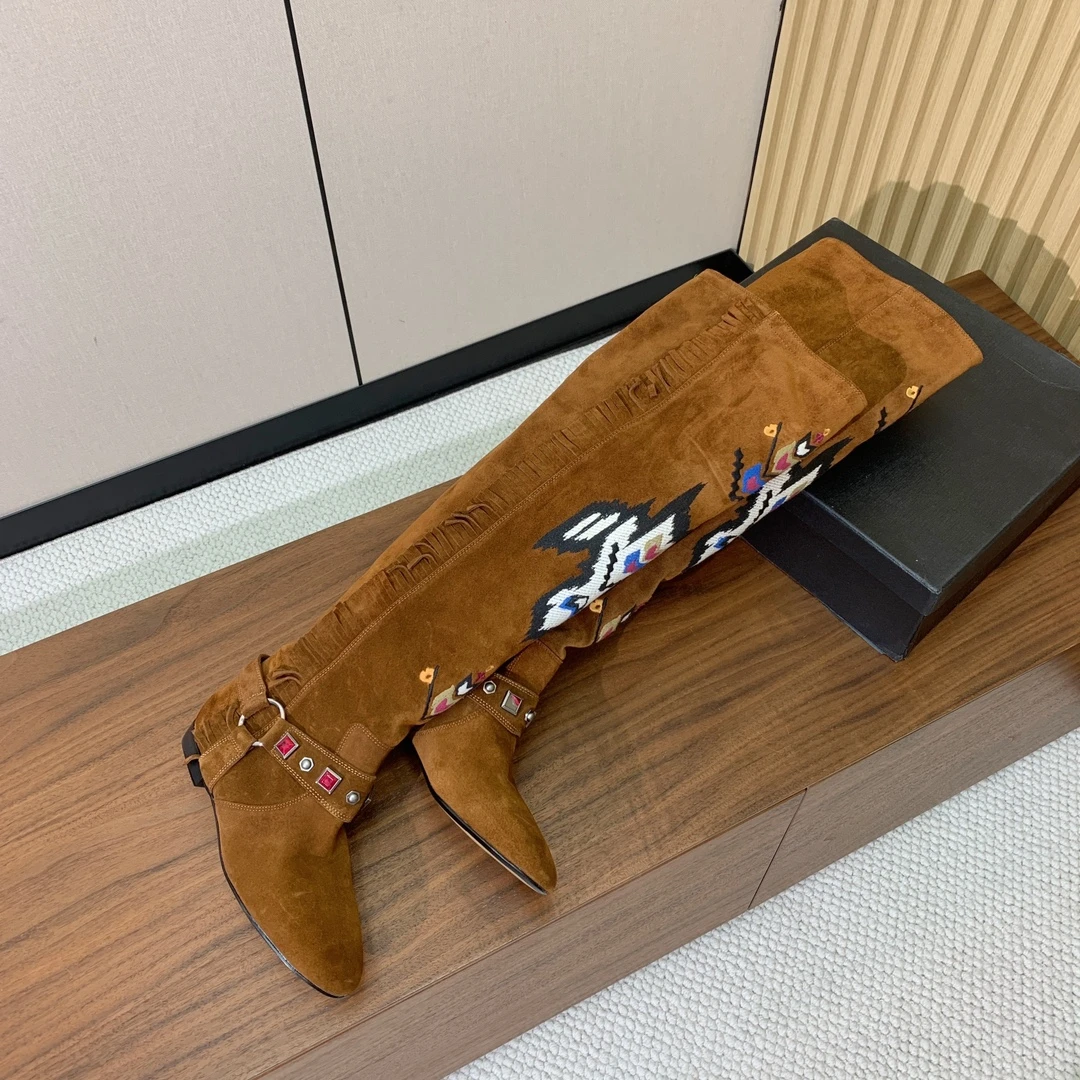 ISABEL MARANT Женские замшевые сапоги с вышивкой