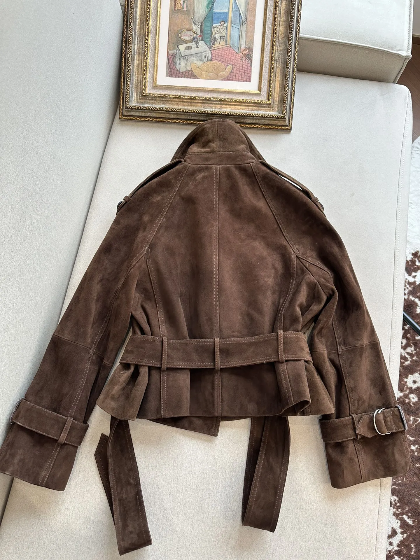 BRUNELLO CUCINELLI Женская куртка из замши с акцентом на талии