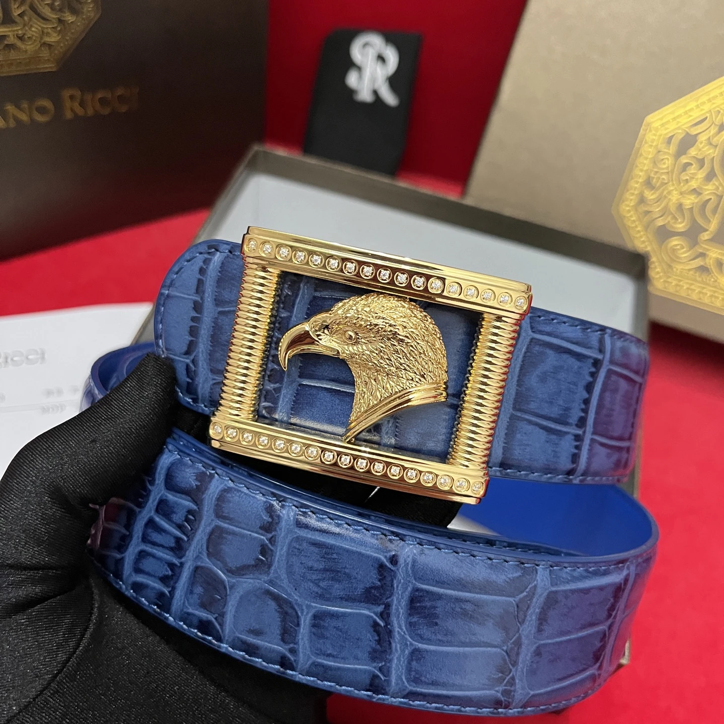 STEFANO RICCI Мужской ремень с тиснением под крокодила STEFANO RICCI Мужской ремень с тиснением под крокодила