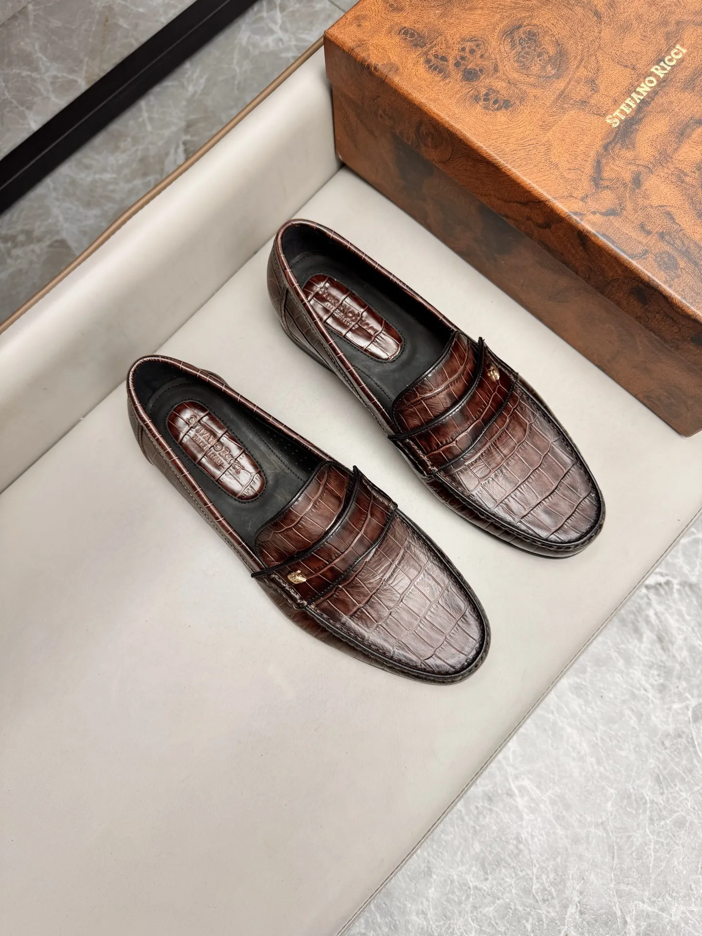 STEFANO RICCI Мужские лоферы из коровьей кожи коричневые STEFANO RICCI Мужские лоферы из коровьей кожи коричневые